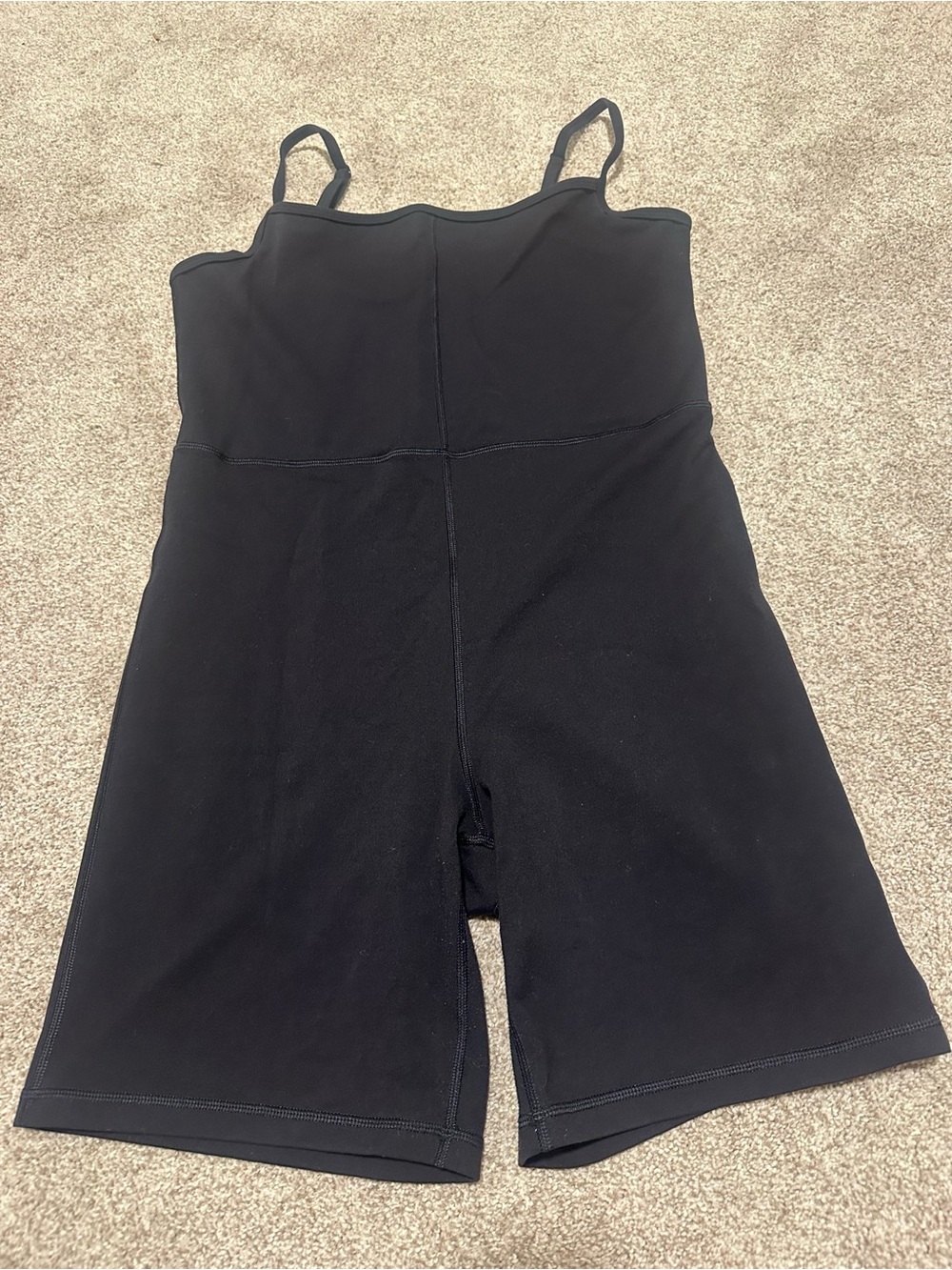 Wilfred Black Stretch Bike-Short Romper with Slim Straps